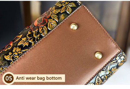 High-End Women's Large Capacity Crossbody Bag Light Luxury Camellia Relief Design Handbag for Stylish Storage