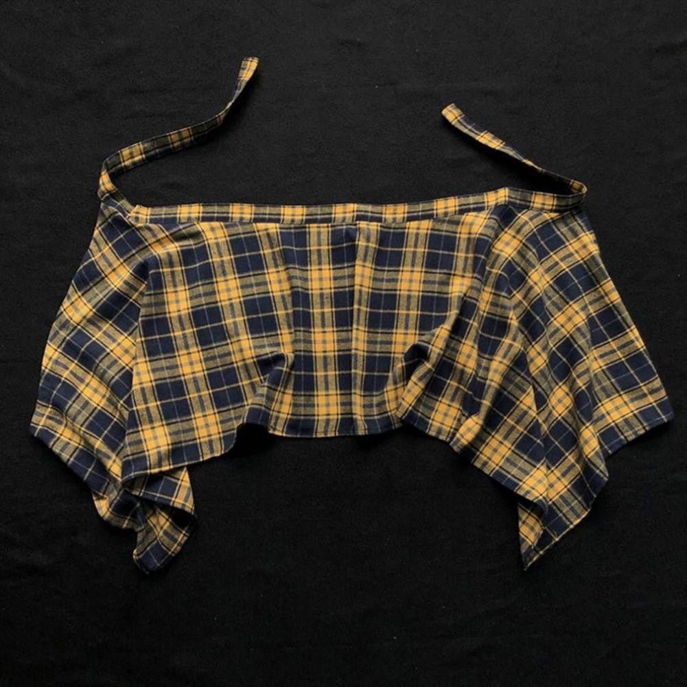 Hip Hop Irregular Men And Women Fake Shirt Hem Plaid Skirt  Y2k Streetwear Harajuku Vintage Sports Street Women Fart Curtain