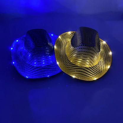 Chapéu de caubói/caubói com LED pisca-pisca, chapéu que brilha, festa de carnaval, homens, mulheres, despedida de solteira, suprimentos de casamento