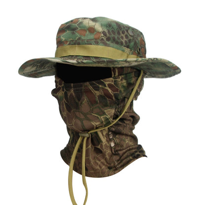 Conjunto 2 Peças Balaclava Chapéu de Aba Larga Conjunto Misto Chapéu Boonie Masculino Proteção Solar Caminhada Acampamento Pesca Chapéu de Sol Pescador