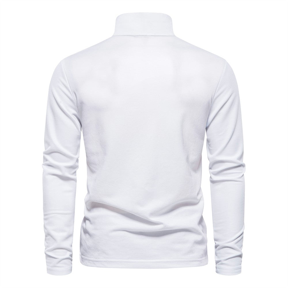 AIOPESON 2023 New Men's Deer Embroidery Polo Shirts Solid Color Long Sleeve Social Business Male