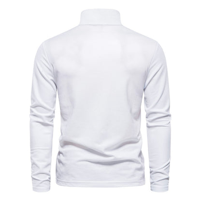 AIOPESON 2023 New Men's Deer Embroidery Polo Shirts Solid Color Long Sleeve Social Business Male