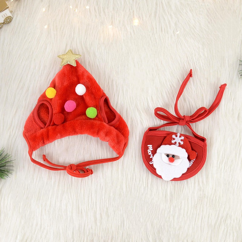 Natal Cão Gato Roupas de Estimação Chapéu Cachecol Acessórios de Fantasia Adereços de Cosplay Navidad Decoração de Ano Novo Festa de Natal Suprimentos para Animais de Estimação
