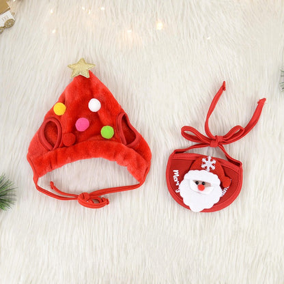 Natal Cão Gato Roupas de Estimação Chapéu Cachecol Acessórios de Fantasia Adereços de Cosplay Navidad Decoração de Ano Novo Festa de Natal Suprimentos para Animais de Estimação