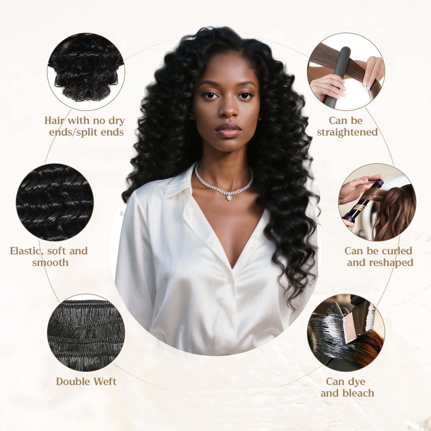 Cabelo Humano Real Trançado Wacur 12A Onda Profunda 12-30 Polegadas Preto Natural 100% Cabelo Remy Virgem para Mulheres