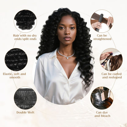 Cabelo Humano Real Trançado Wacur 12A Onda Profunda 12-30 Polegadas Preto Natural 100% Cabelo Remy Virgem para Mulheres