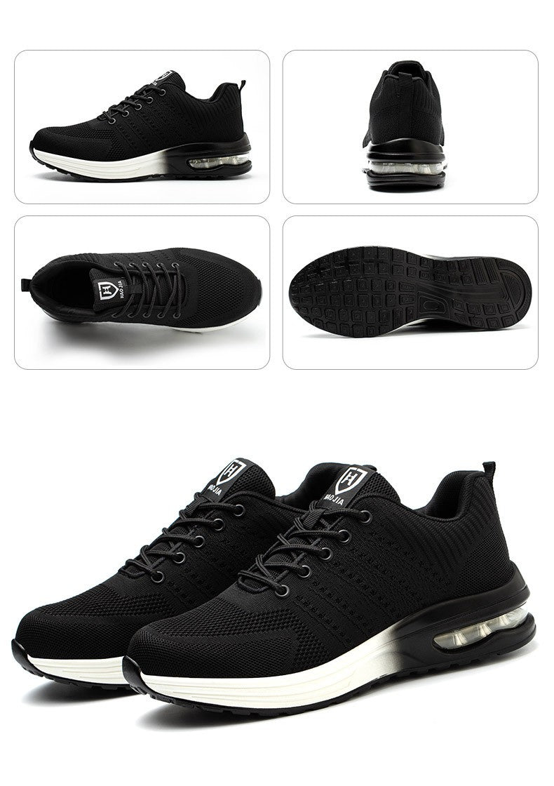 Sapatos de segurança leves para mulheres e homens, tênis de trabalho com amortecimento de ar, sapatos com bico de aço, botas de segurança para construção, sapatos de trabalho anti-impacto.
