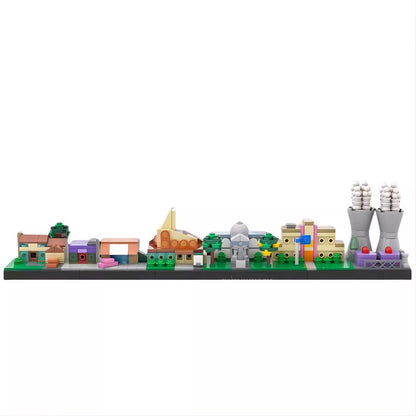 MOC Simpsonized Modular Taberna do Moe Blocos de Construção Casa da Cidade Escola Primária de Springfield Arquitetura Skyline Tijolos Brinquedos