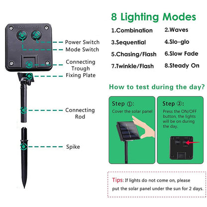 300Leds Solar Curtain Light Outdoor Fairy Garland String Lights 8 Modes Wedding Party Garden Decor Christmas Holiday Lighting