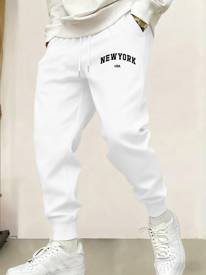New York Usa Print Male Fleece Pants Joggers 10 Colors Sweatpants Fashion Versatile Long Pant Elastic Waist Autumn Britches
