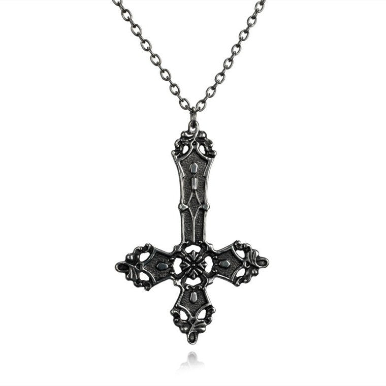 Gothic Cross Necklace For Women Men Punk Hollow Flower Cross Charms Choker Chain Vampires Pendant Jewelry Party Accessories Gift