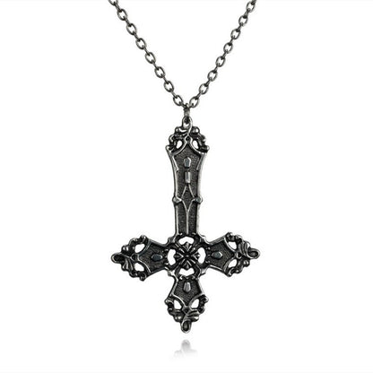 Gothic Cross Necklace For Women Men Punk Hollow Flower Cross Charms Choker Chain Vampires Pendant Jewelry Party Accessories Gift