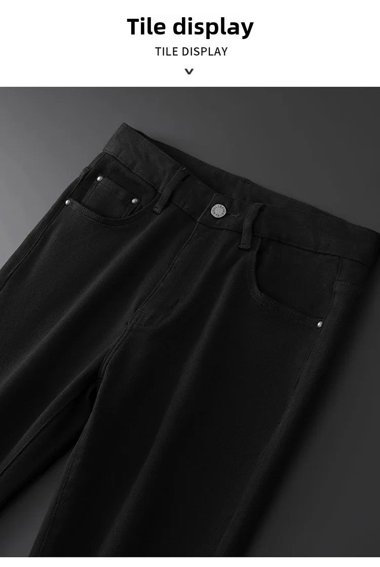 BlackJeans2024 Nova Coleção Outono/Inverno Marca da Moda Casual Slim Fit Elástica Estilo Europeu Calça Comprida Masculina Estampa Fashion