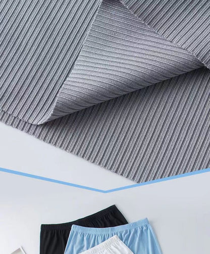 Large Size Men Pajamas Set Ice Silk Sense Round Neck Solid Colour Short Sleeve T-Shirt Student Short Sleeve Shorts Two-Piece Set