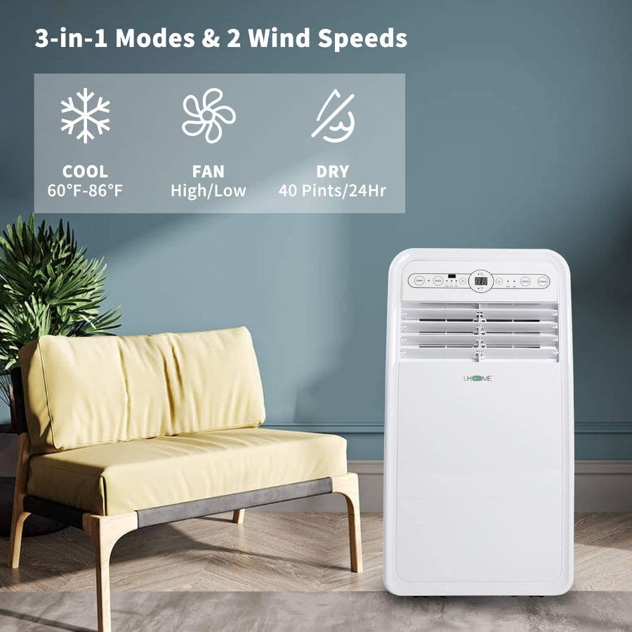 Novo Ar Condicionado Portátil 2024, 8000 BTU, Unidade AC Compacta com Resfriamento, Desumidificador, Ventilador, Controle Remoto e Kit de Montagem para Janela In