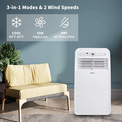 Novo Ar Condicionado Portátil 2024, 8000 BTU, Unidade AC Compacta com Resfriamento, Desumidificador, Ventilador, Controle Remoto e Kit de Montagem para Janela In