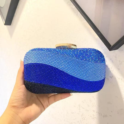 Colorful Rainbow Colors Diamond Evening Purse Wedding Party Crystal Clutch Wallet Bag Banquet Gala Dinner Female Handbag