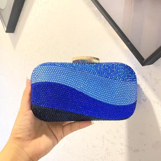 Colorful Rainbow Colors Diamond Evening Purse Wedding Party Crystal Clutch Wallet Bag Banquet Gala Dinner Female Handbag