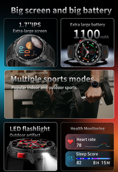 Smartwatch Masculino Novo T-REX3 2026 Bateria de 1100mAh 10ATM À Prova D'Água GPS Chamada Bluetooth 1.7" AMOLED HD Esportes Lanterna Inteligente
