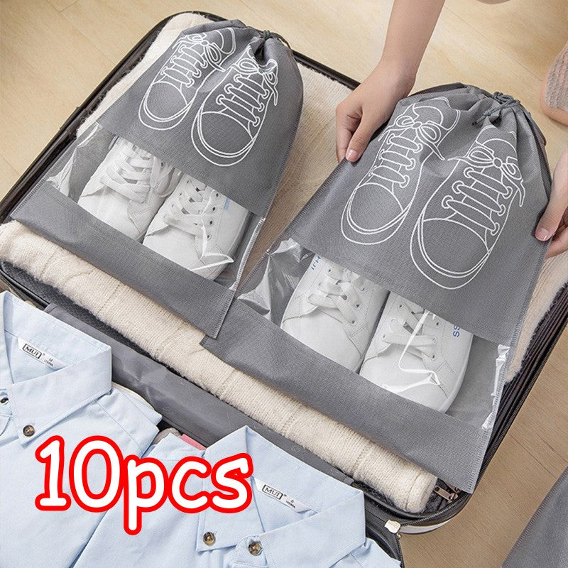 10/5pcs Shoes Storage Bags Closet Organizer Non-woven Travel Portable Bag Waterproof Pocket Clothing Classified Hanging Bag 2025