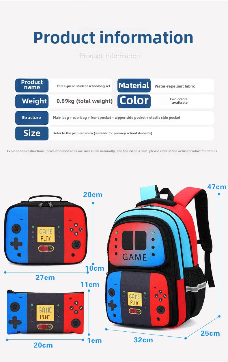 Mochila escolar estampada com console de videogame criativo 3 peças/conjunto mochilas para meninos adolescentes meninas Nylon à prova d'água bolsas escolares para livros