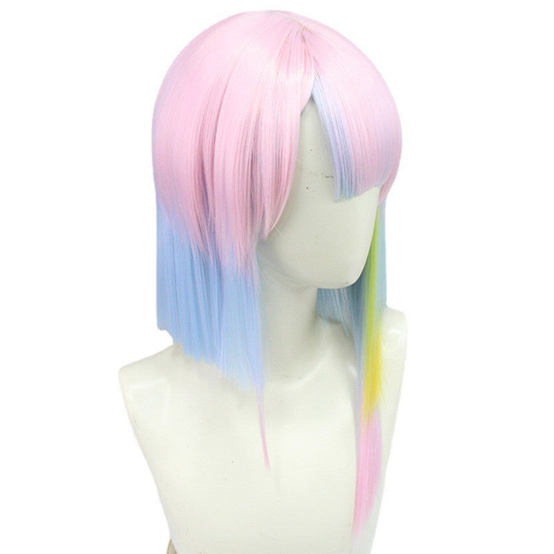 45cm Peruca de Cosplay Lucy Anime Cyberpunk Edgerunners Cosplay Lucyna Kushinada Gradiente Multicolorido Peruca de Cabelo Resistente ao Calor