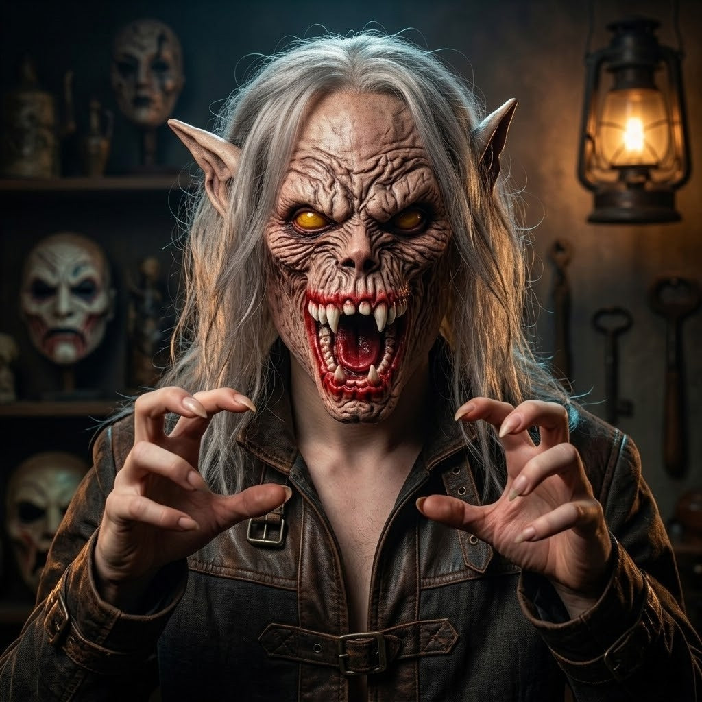 Realistic Split Mouth Demon Mask Scary Latex Horror Monster Full Head Cosplay Props For Halloween Party Costume Evil Ghost Face