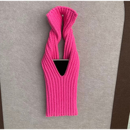 Knitted Phone Bag Scarf Style Unisex Crossbody Shoulder Phone Pouch Colorful Portable Slim Pocket Casual Phone Storage Accessory
