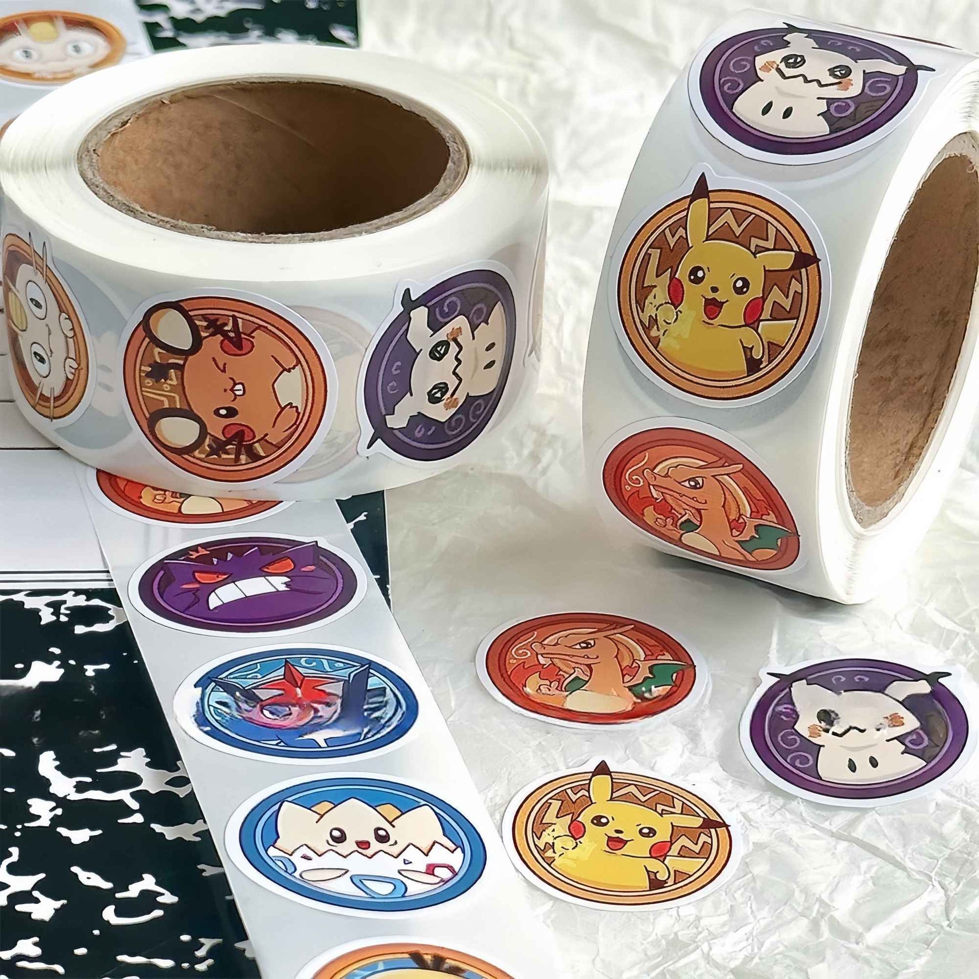 Pokemon, Stickers Decoration 500pcs/Roll Cute Cartoon Stickers Waterproof Stickers For DIY Scrapbooking, Envelope Sealing,