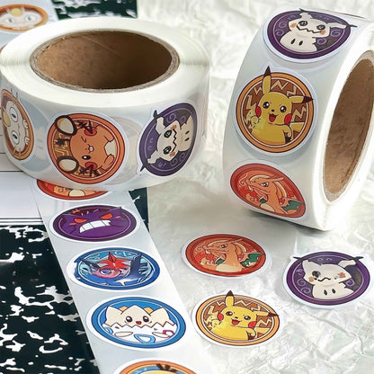 Pokemon, Stickers Decoration 500pcs/Roll Cute Cartoon Stickers Waterproof Stickers For DIY Scrapbooking, Envelope Sealing,