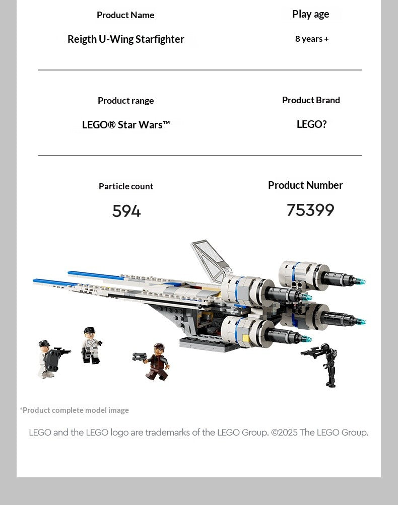 LEGO Building Blocks for Star Wars LG-75399U Wing Fighter, Boys' and Children's Toys, Birthday and Christmas Gifts