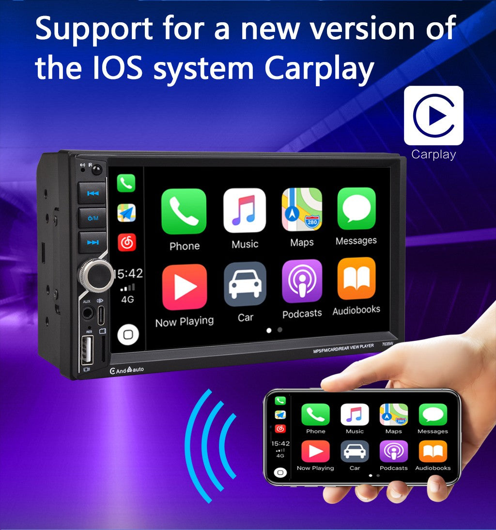ESSGOO Rádio Automotivo 7 Polegadas 2 Din Carplay Android Auto Universal Multimídia Automotiva Autorrádio DSP Tela Sensível ao Toque HD FM Bluetooth