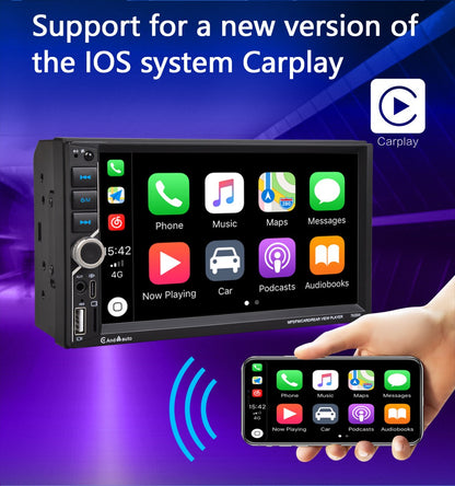 ESSGOO Rádio Automotivo 7 Polegadas 2 Din Carplay Android Auto Universal Multimídia Automotiva Autorrádio DSP Tela Sensível ao Toque HD FM Bluetooth