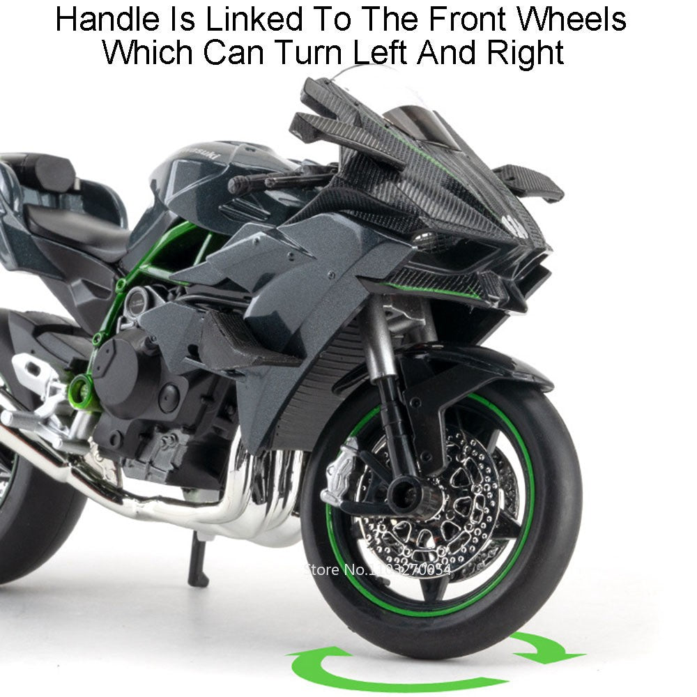 1:12 Kawasaki H2R BWM S1000RR Liga Motocicleta Brinquedos Diecast Carro em Miniatura Direção Roda Dianteira Moto Presente de Natal Crianças