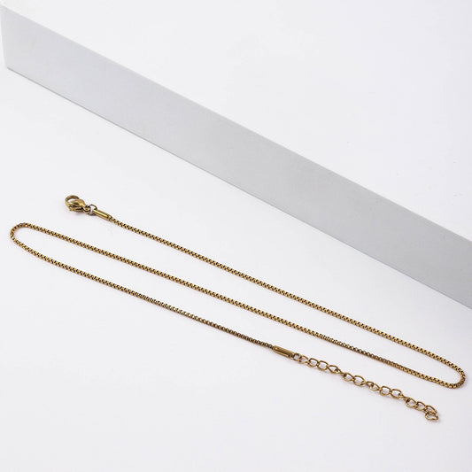 1.2mm Simple Stainless Steel Box Chain Necklace Gold Color Titanium Steel Men Necklace Fashion Women Jewelry Trend Accessories