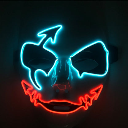 LED Hand-painted Mask Halloween Carnival Masquerade Cosplay Horror Accessory Men's Mask Weird Face Mask Glowing Mascara Disfraz