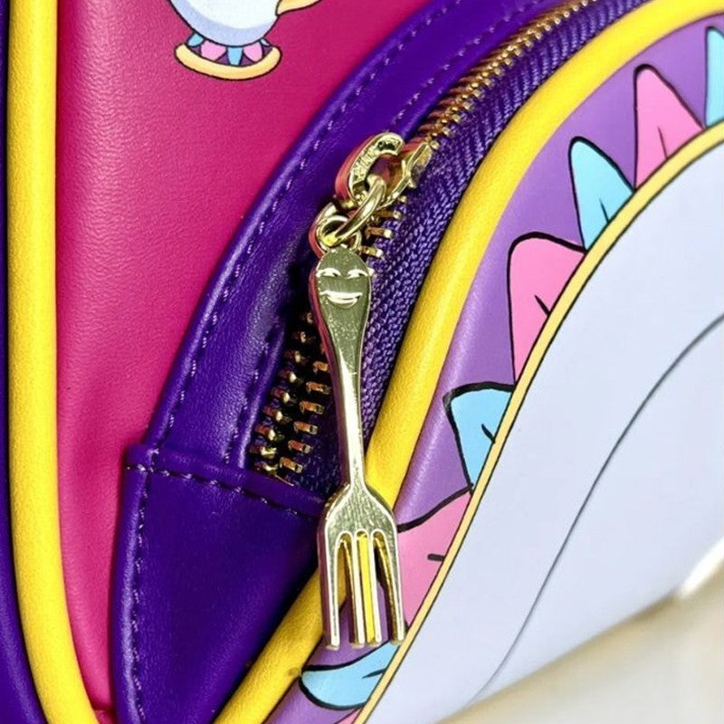 Bolsa Mini Mochila Loungefly A Bela e a Fera Série Princesas Cogsworth ?Lumiere Chip? Cosplay