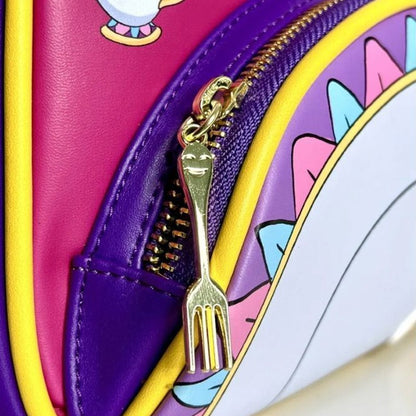 Bolsa Mini Mochila Loungefly A Bela e a Fera Série Princesas Cogsworth ?Lumiere Chip? Cosplay