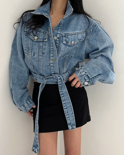 2 colors Women's casual Jean Coats 2025 Spring Women Denim Jacket Long Sleeve cropped Female Girls streetwear(N2418)