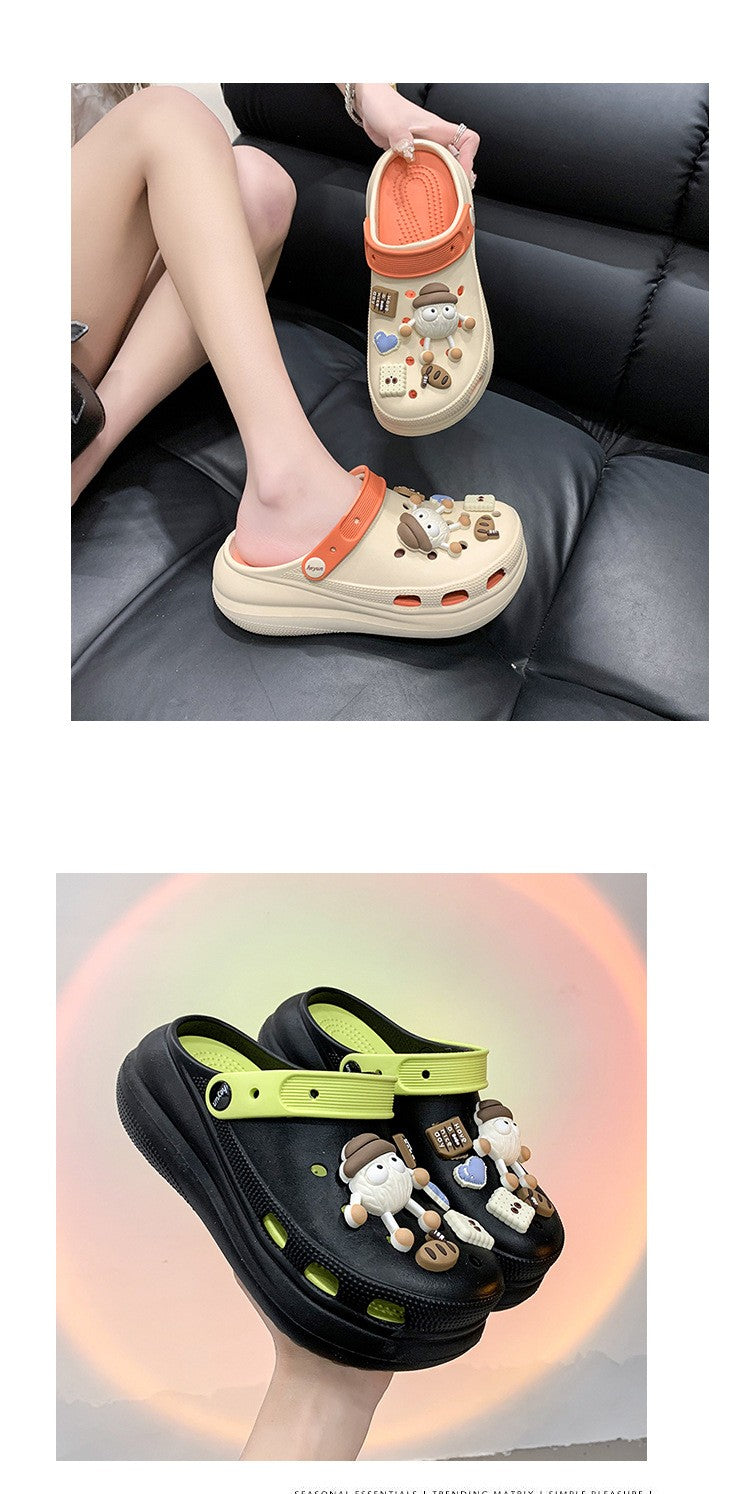 Fashion Diy Clogs Sandals Women 2024 Summer Chunky Platform Slippers Woman Thick Bottom Closed Toe Beach Slippers Mujer