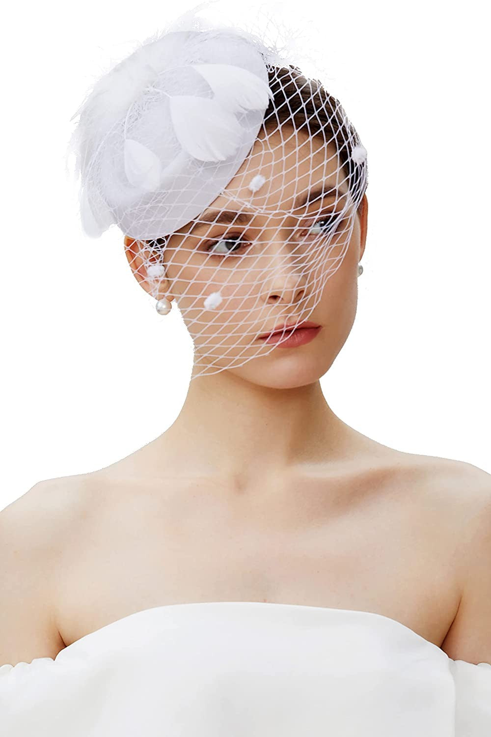 Fascinator Hat Veil Feather Fascinator Hair Clip Tea Party Pillbox Derby Hat Fascinator Bridal Wedding Veil