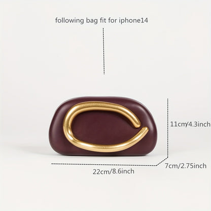 Gold metal Closure Box Clutch Bag women evening wedding party cute purse bag handbag dark red color 2024 winter new