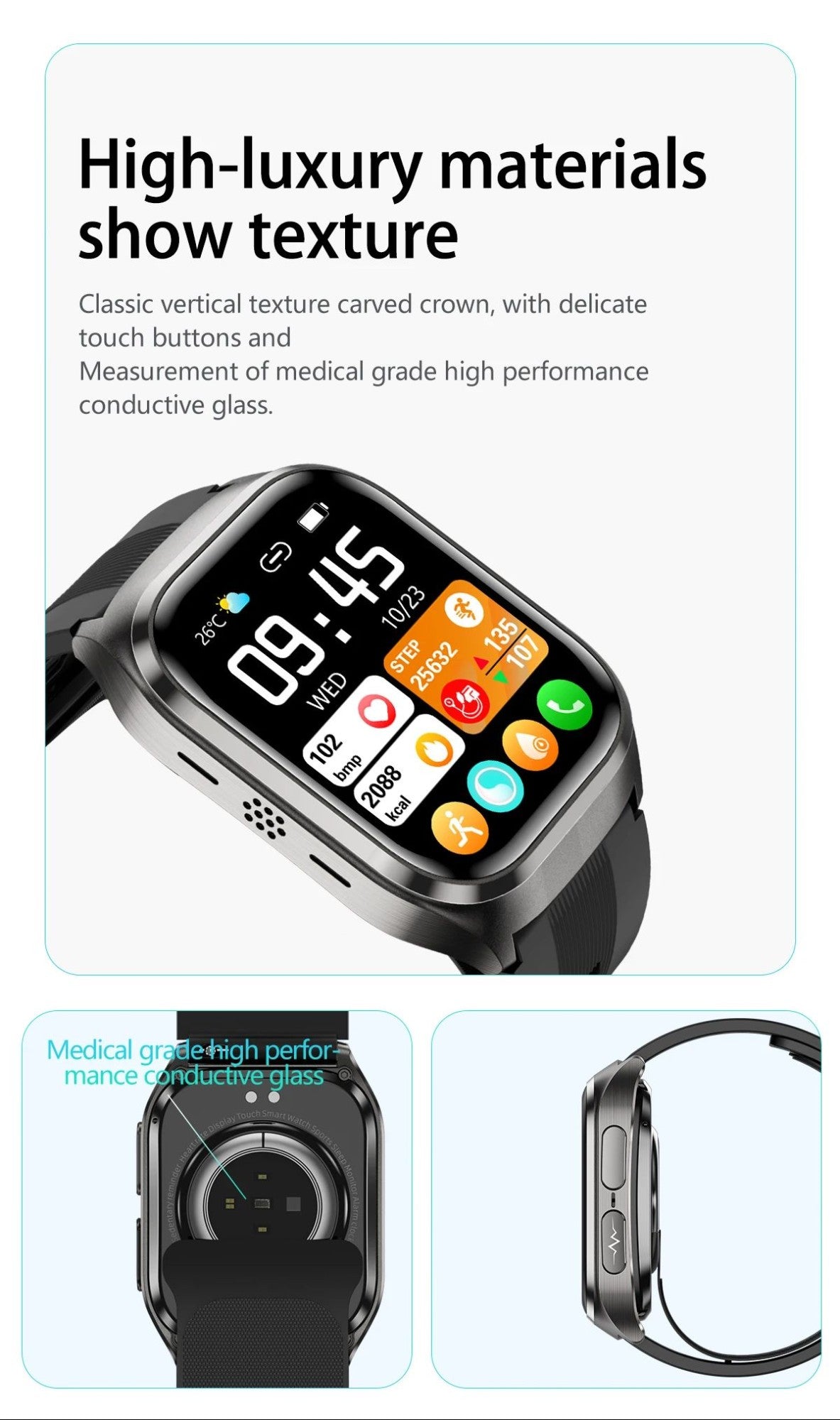 New Air Pump Airbag True Blood Pressure Health Measure Smart Watches Men Micro Physical Examination Fitness Sport SmartWatch NFC