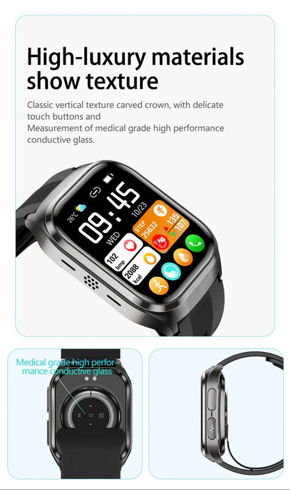New Air Pump Airbag True Blood Pressure Health Measure Smart Watches Men Micro Physical Examination Fitness Sport SmartWatch NFC