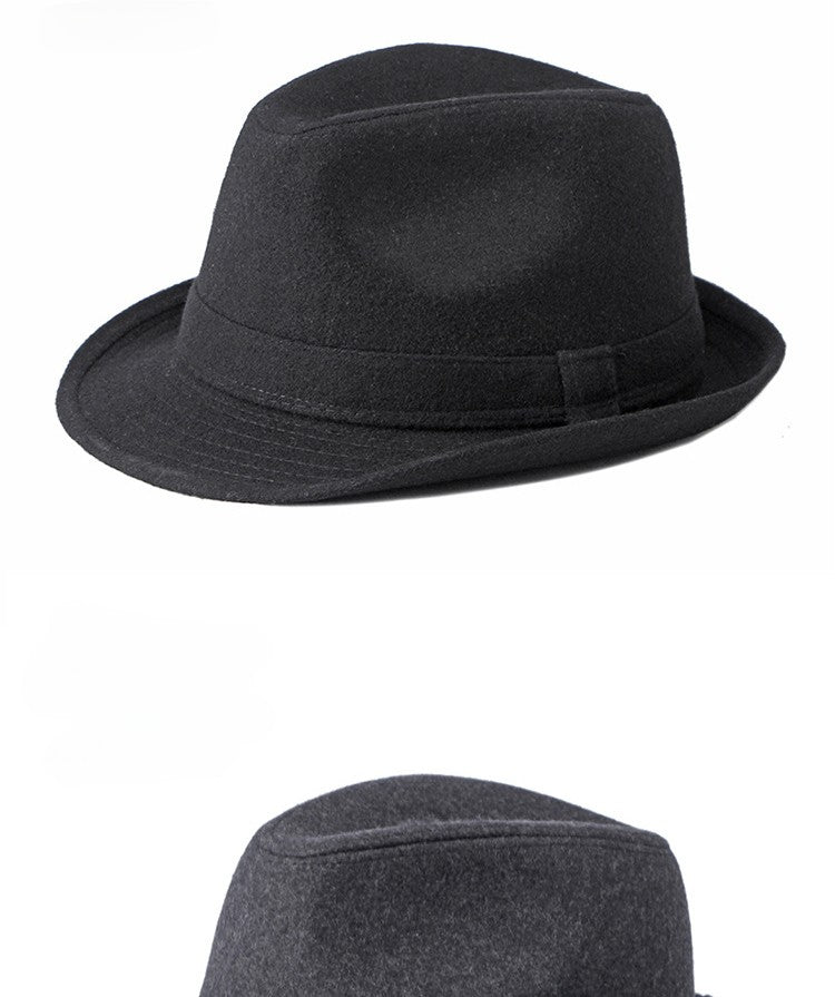 Gentleman Hat Men's British Style Retro Simple Pure Color Wool Top Hat Men's Casual Jazz Hat