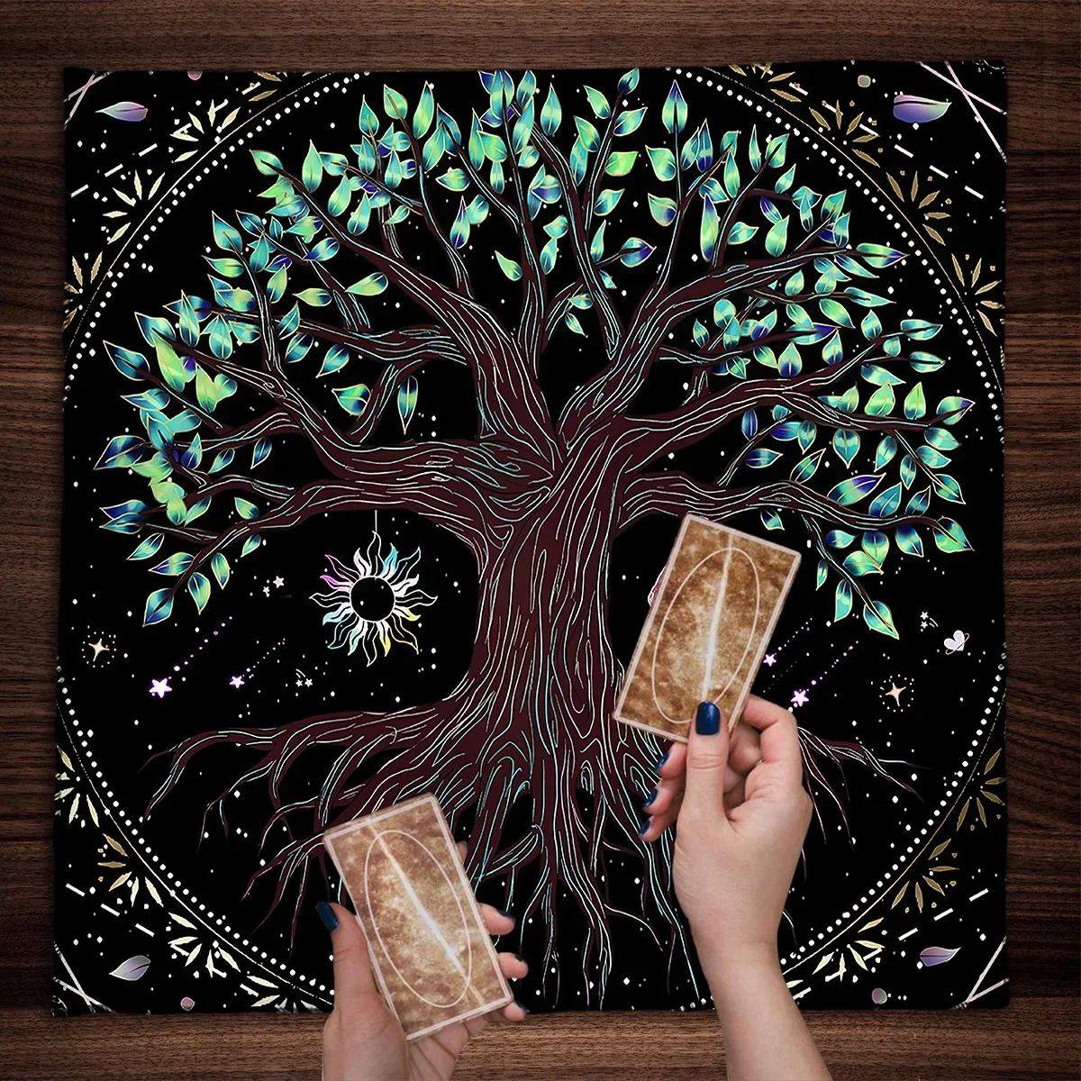 Tree Of Life Tarot Tablecloth Altar Cloth Pagan Spiritual Pendulum Witchcraft Astrology Oracle Card Pads Room Home Decor