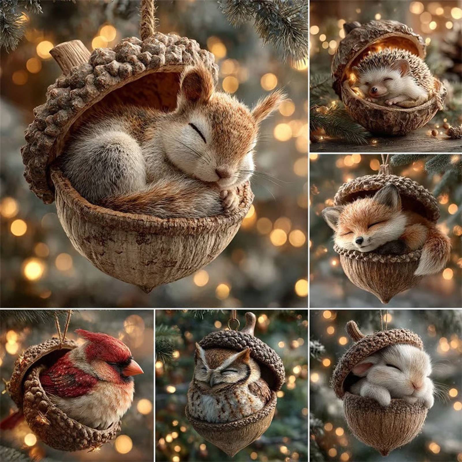 Acrylic Xmas Tree Decorations 2D Animal Ornament Pendant Cute Animal Rustic Seasonal Decor For Tree Window Christmas Present