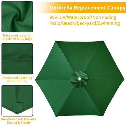 Parasol Replacement Cover 6 Ribs/8 Ribs Market Patio Umbrella Cloth Canopy Cover Waterproof Sunshade For Outdoor Garden