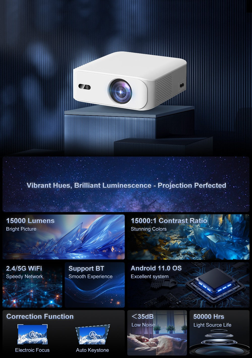 Projetor Touyinger L9 1080P Mini Portátil Full HD 4K Vídeo Projetor 15000 Lumens Home Theater Beam TV Opção Versão Android