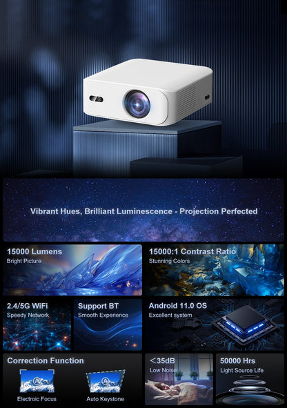 Projetor Touyinger L9 1080P Mini Portátil Full HD 4K Vídeo Projetor 15000 Lumens Home Theater Beam TV Opção Versão Android